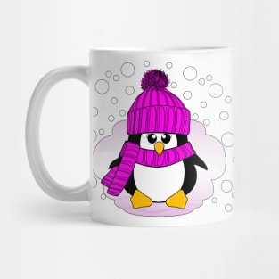 Christmas Penguin with Pink Hat and Scarf Mug